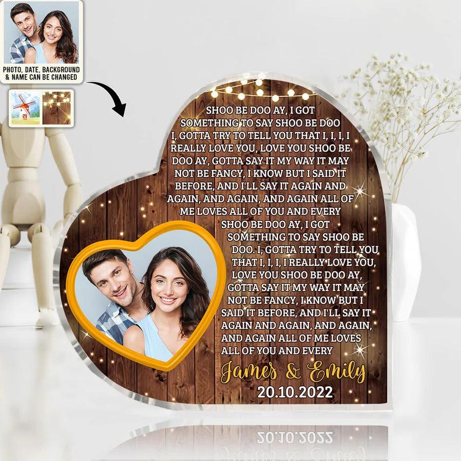 Heart Shaped Acrylic Plaque For Couple - Happy Love You And Me Custom Photo Personalized Shaped Acrylic Plaque - Perfect Gift For Couple, Valentine - Amzanimalsgift