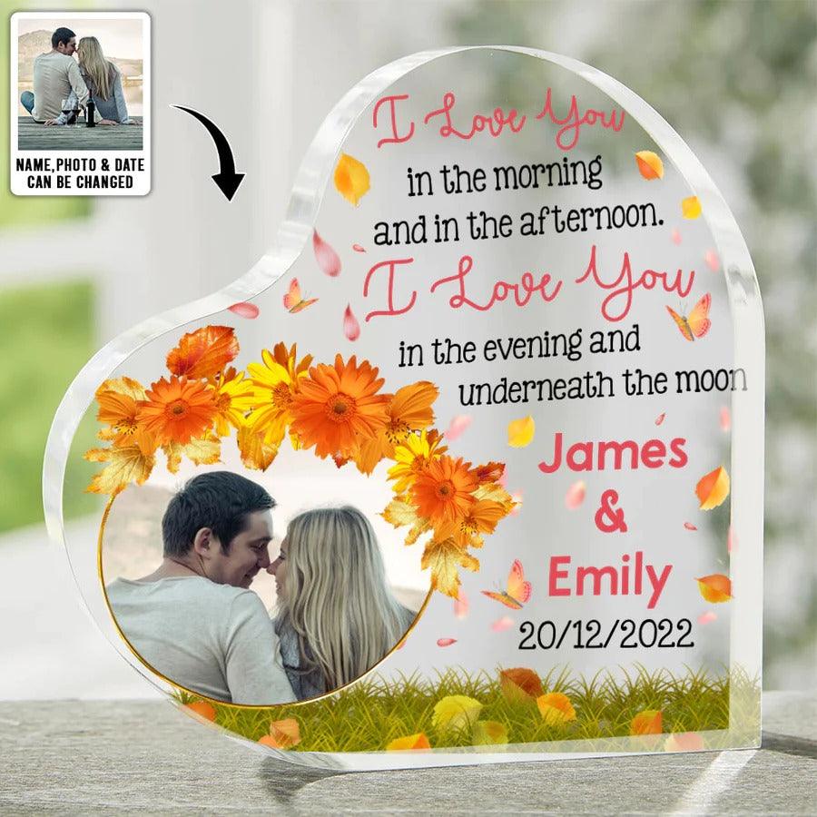 Heart Shaped Acrylic Plaque For Couple - I Love You Happy Women's Day Custom Photo Personalized - Perfect Gift For Couple, Valentine - Amzanimalsgift