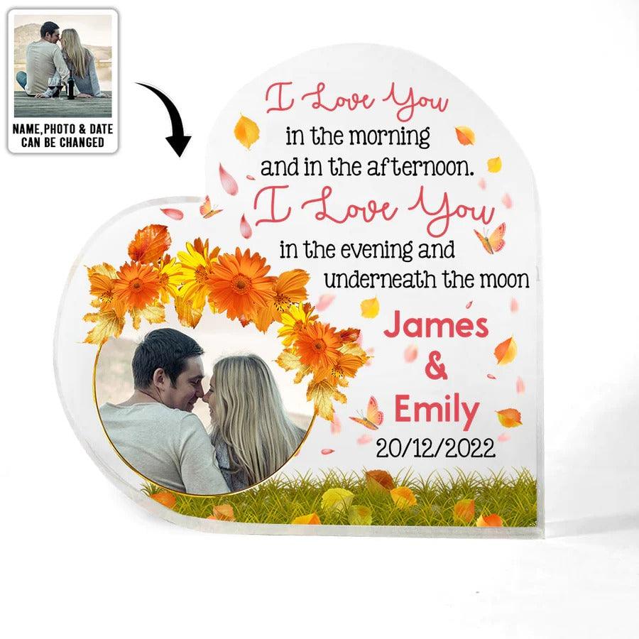 Heart Shaped Acrylic Plaque For Couple - I Love You Happy Women's Day Custom Photo Personalized - Perfect Gift For Couple, Valentine - Amzanimalsgift