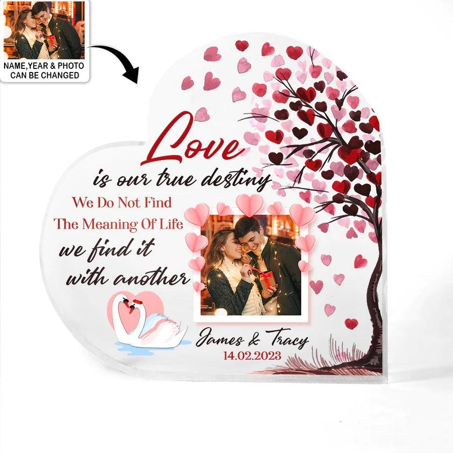 Heart Shaped Acrylic Plaque For Couple - Love Is Our True Desting We Do Not Find The Meaning Of Life Custom Photo Personalized - Perfect Gift For Couple, Valentine - Amzanimalsgift
