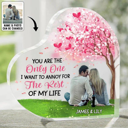 Heart Shaped Acrylic Plaque For Couple - You Are The Only One Custom Photo Personalized -Heart Shaped Acrylic Plaque- Perfect Gift For Couple, Valentine - Amzanimalsgift