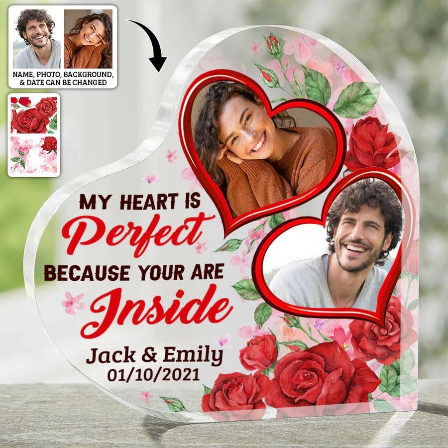 Heart Shaped Acrylic Plaque For Couple - Yourie My Person Personalized Shaped Acrylic Plaque - Perfect Gift For Couple, Valentine - Amzanimalsgift
