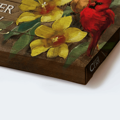 Heaven Landscape Canvas - Yellow Bell Flower, Watercolor Cardinal Memorial Canvas - Always On My Mind- Memorial Gift For Member Family - Amzanimalsgift