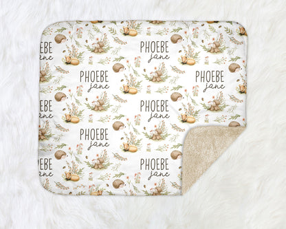 Baby Hedgehog Baby Kids Blanket With Customized Name For Baby Boy Girl Nursery, Son, Grandson, Daughter, Granddaughter