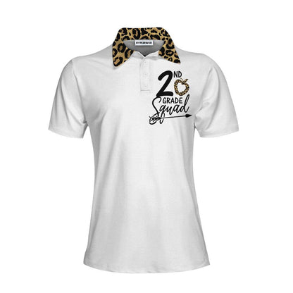 Hello 2nd Grade Squad Leopard Custom Women Polo Shirt, Personalized Women Polo Shirts Gift For Ladies, Gift For Women - Amzanimalsgift