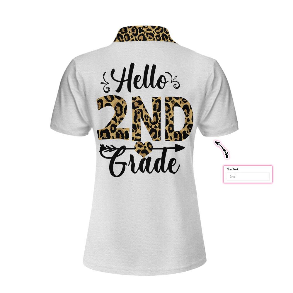 Hello 2nd Grade Squad Leopard Custom Women Polo Shirt, Personalized Women Polo Shirts Gift For Ladies, Gift For Women - Amzanimalsgift