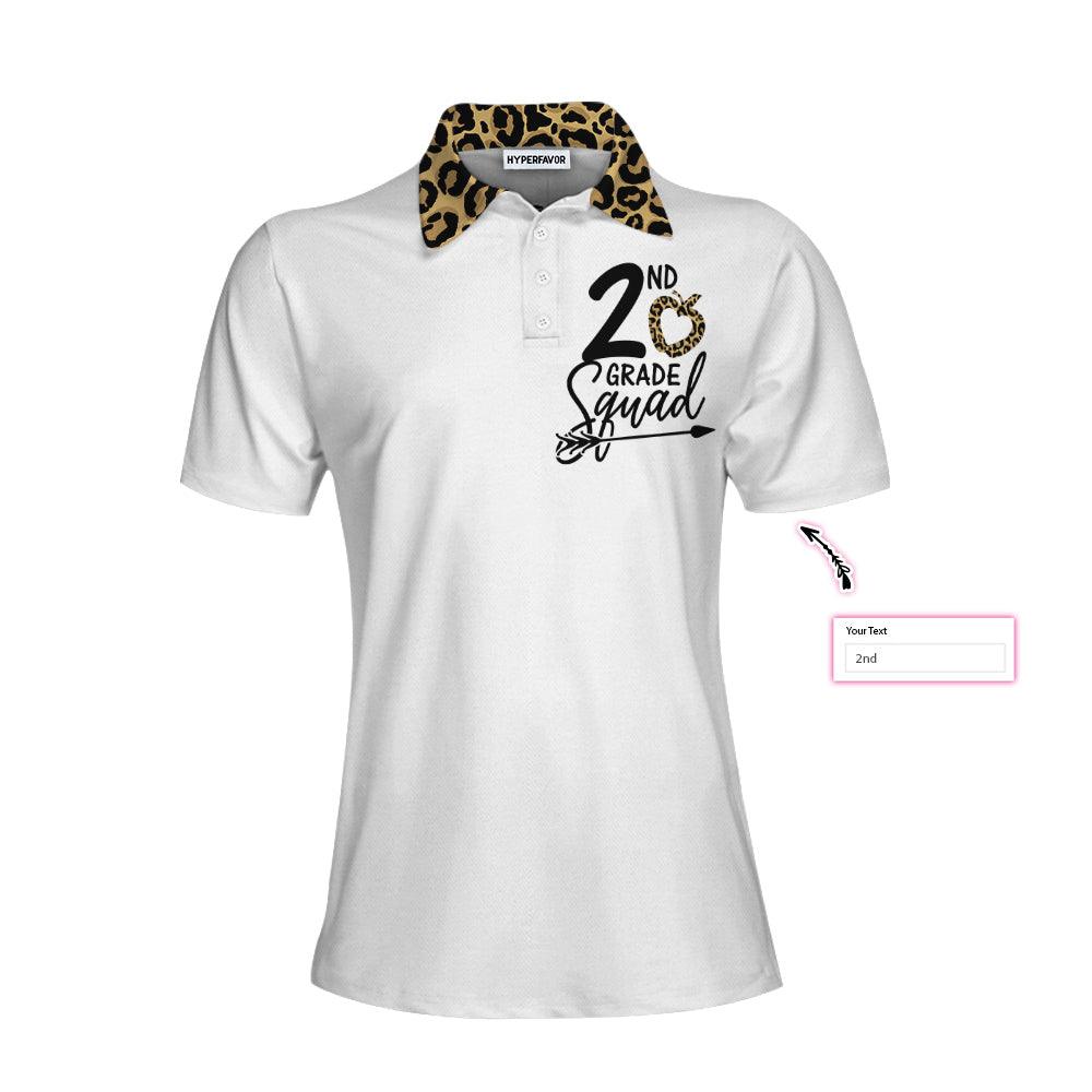 Hello 2nd Grade Squad Leopard Custom Women Polo Shirt, Personalized Women Polo Shirts Gift For Ladies, Gift For Women - Amzanimalsgift