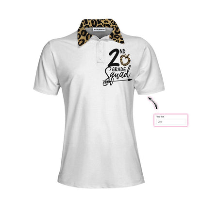 Hello 2nd Grade Squad Leopard Custom Women Polo Shirt, Personalized Women Polo Shirts Gift For Ladies, Gift For Women - Amzanimalsgift