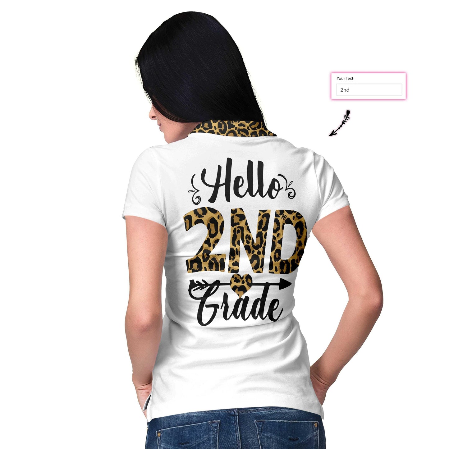 Hello 2nd Grade Squad Leopard Custom Women Polo Shirt, Personalized Women Polo Shirts Gift For Ladies, Gift For Women - Amzanimalsgift