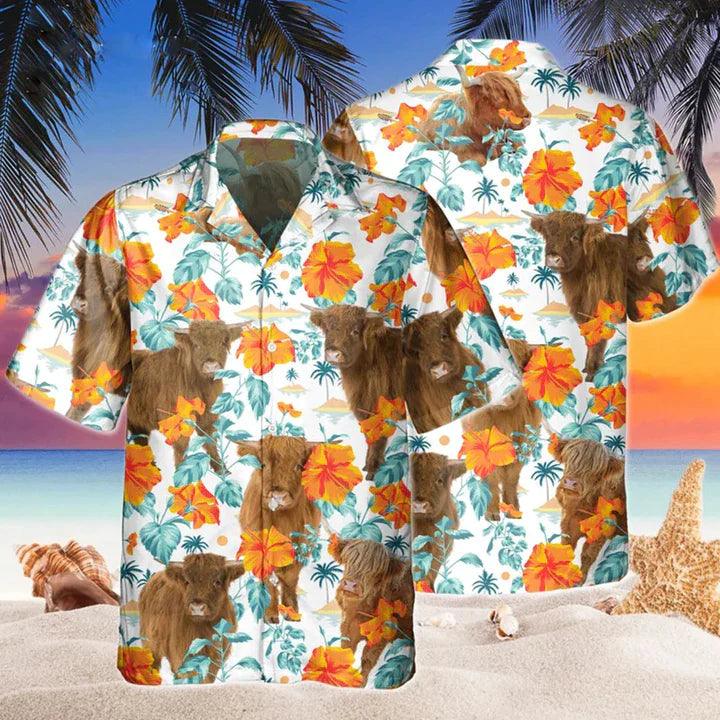 Hibiscus Hawaiian Shirt - Highland Bright Hibiscus Flowers Hawaiian Shirt - Perfect Gift For Friend, Family - Amzanimalsgift