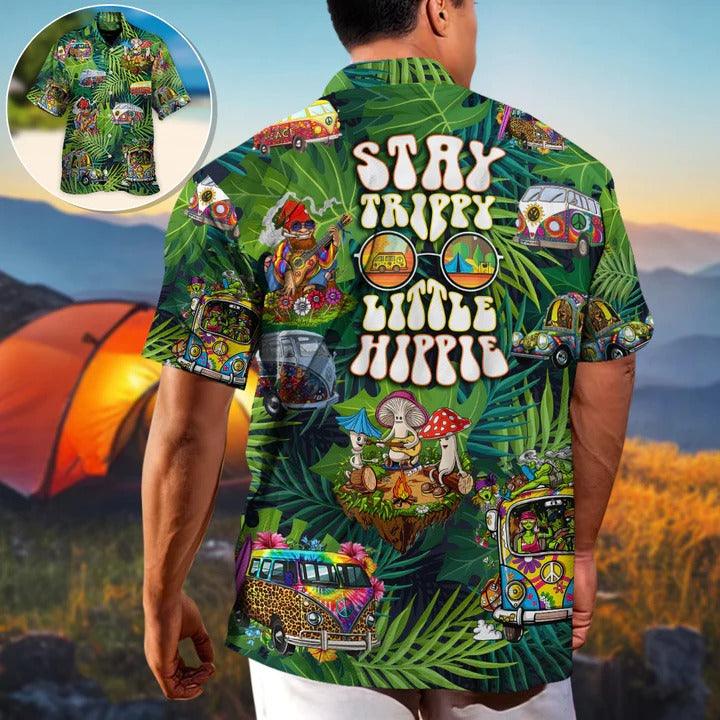 Hippie Aloha Hawaiian Shirt - Camping Funny Hippie Stay Trippy Little Hippie Tropical Hawaiian Shirt For Summer - Perfect Gift For Friend, Family - Amzanimalsgift