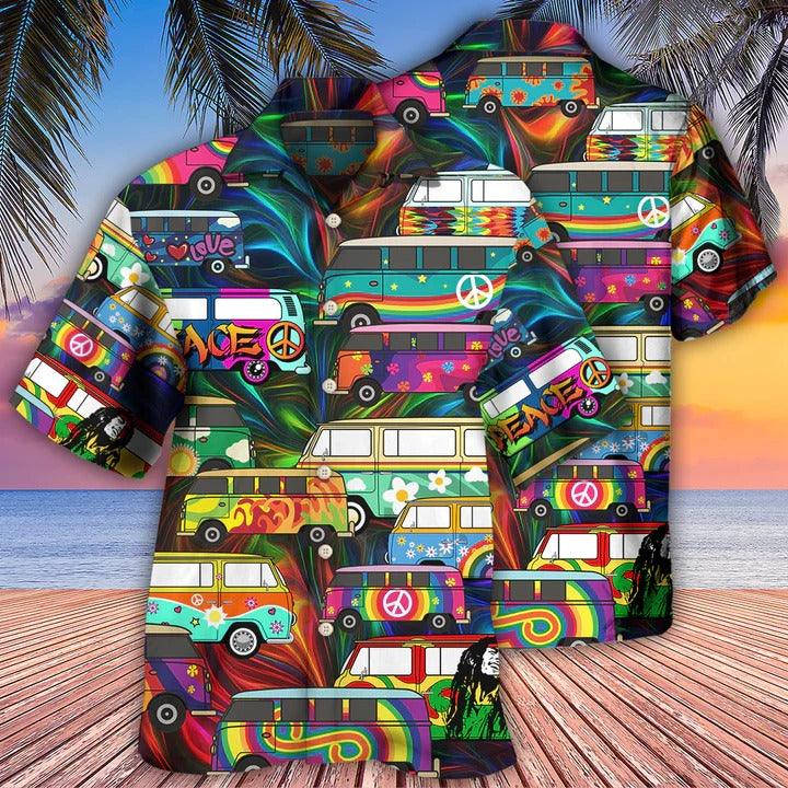 Hippie Aloha Hawaiian Shirt - Hippie Bus Colorful Style Hawaiian Shirt For Summer - Perfect Gift For Friend, Family - Amzanimalsgift