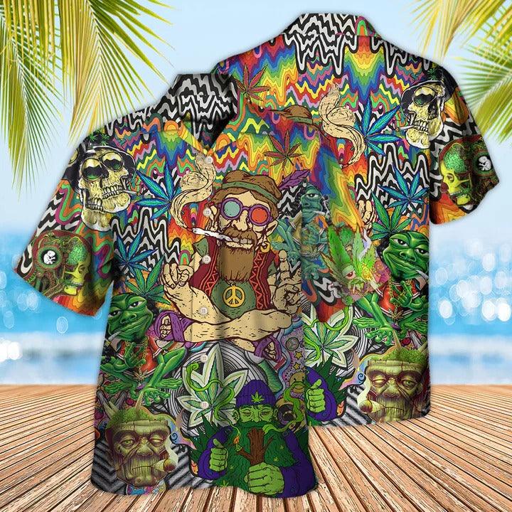 Hippie Aloha Hawaiian Shirt - Hippie Feel Freedom From Smoking Cool Style Hawaiian Shirt For Summer - Perfect Gift For Friend, Family - Amzanimalsgift