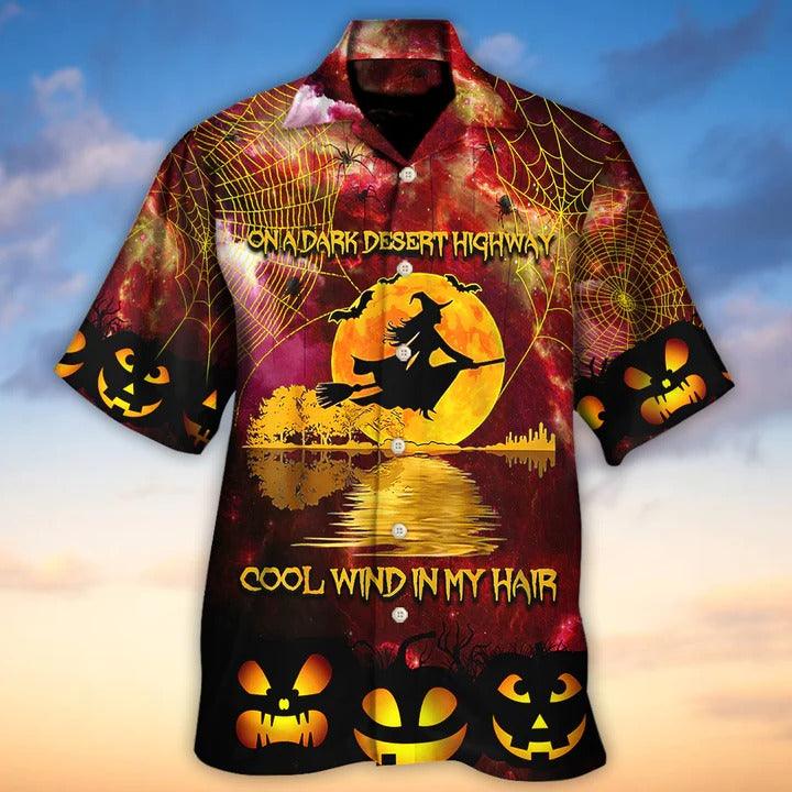 Hippie Aloha Hawaiian Shirt - Hippie Halloween On a Dark Desert Highway Cool Wind in My Hair Witch Hawaiian Shirt For Summer - Perfect Gift For Friend, Family - Amzanimalsgift