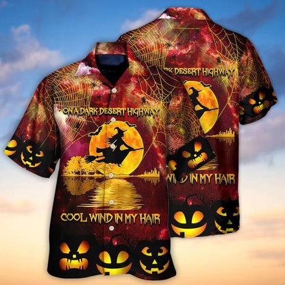 Hippie Aloha Hawaiian Shirt - Hippie Halloween On a Dark Desert Highway Cool Wind in My Hair Witch Hawaiian Shirt For Summer - Perfect Gift For Friend, Family - Amzanimalsgift