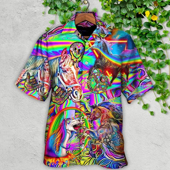 Hippie Aloha Hawaiian Shirt - Hippie Horse Run For You Hawaiian Shirt For Summer - Perfect Gift For Friend, Family - Amzanimalsgift