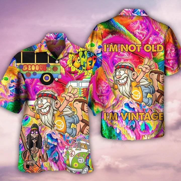 Hippie Aloha Hawaiian Shirt - Hippie I'm Not Old I'm Vintage Hawaiian Shirt For Summer - Perfect Gift For Friend, Family - Amzanimalsgift
