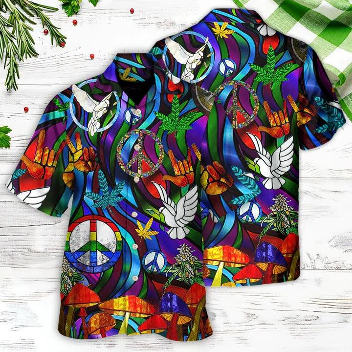 Hippie Aloha Hawaiian Shirt - Hippie Is Peace Love Bird Life Style Hawaiian Shirt For Summer - Perfect Gift For Friend, Family - Amzanimalsgift