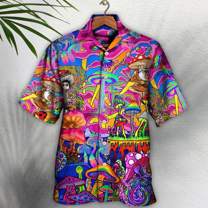 Hippie Aloha Hawaiian Shirt - Hippie Magic Trippy Mushroom Awesome Hawaiian Shirt For Summer - Perfect Gift For Friend, Family - Amzanimalsgift