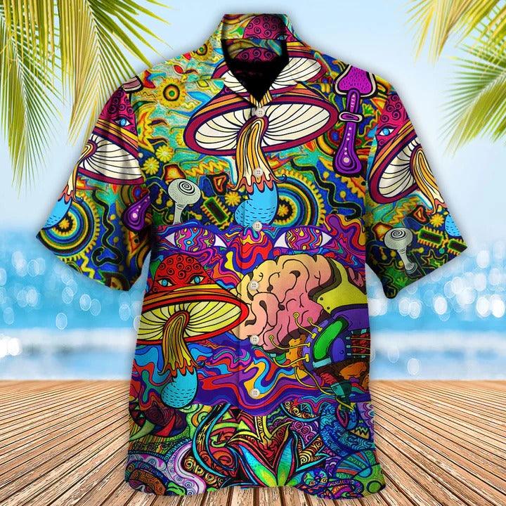 Hippie Aloha Hawaiian Shirt - Hippie Mushroom Colorful Lover Hawaiian Shirt For Summer - Perfect Gift For Friend, Family - Amzanimalsgift