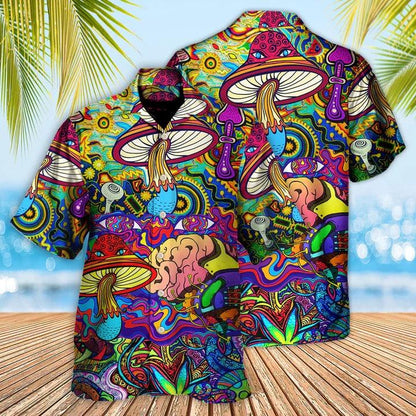 Hippie Aloha Hawaiian Shirt - Hippie Mushroom Colorful Lover Hawaiian Shirt For Summer - Perfect Gift For Friend, Family - Amzanimalsgift