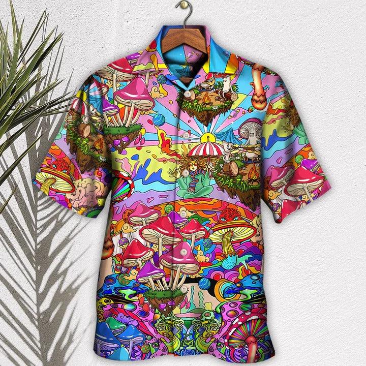 Hippie Aloha Hawaiian Shirt - Hippie Mushroom Hallucinogenic Psychedelic Hawaiian Shirt For Summer - Perfect Gift For Friend, Family - Amzanimalsgift