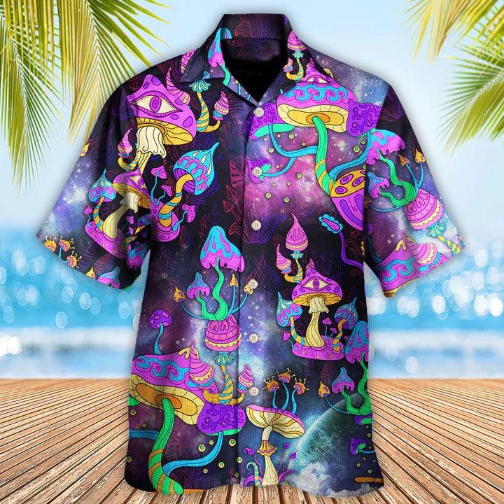 Hippie Aloha Hawaiian Shirt - Hippie Mushroom Hippie Life Lover Hawaiian Shirt For Summer - Perfect Gift For Friend, Family - Amzanimalsgift
