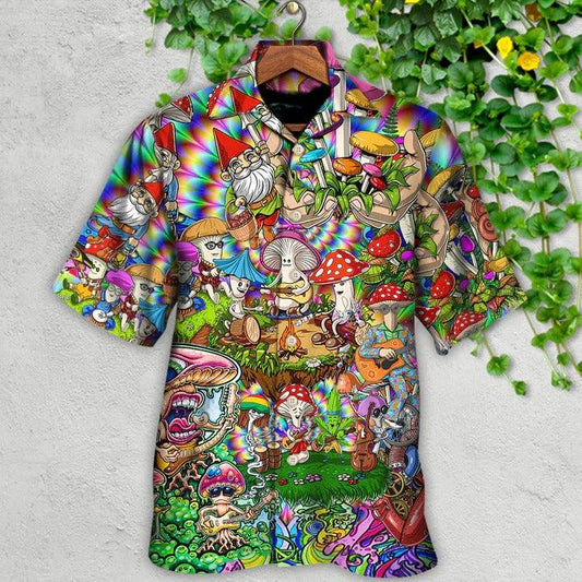 Hippie Aloha Hawaiian Shirt - Hippie Mushroom Music Band Of Life Hawaiian Shirt For Summer - Perfect Gift For Friend, Family - Amzanimalsgift