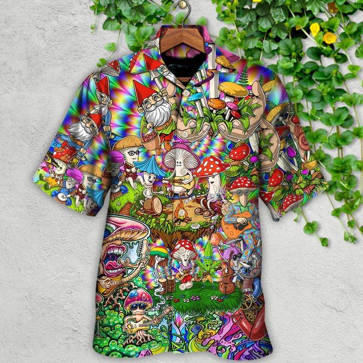 Hippie Aloha Hawaiian Shirt - Hippie Mushroom Music Band Of Life Hawaiian Shirt For Summer - Perfect Gift For Friend, Family - Amzanimalsgift