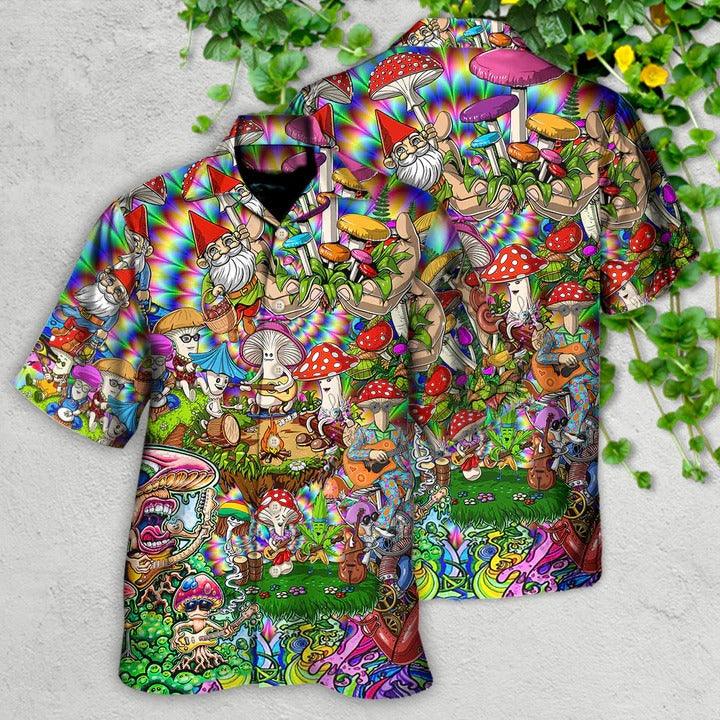 Hippie Aloha Hawaiian Shirt - Hippie Mushroom Music Band Of Life Hawaiian Shirt For Summer - Perfect Gift For Friend, Family - Amzanimalsgift
