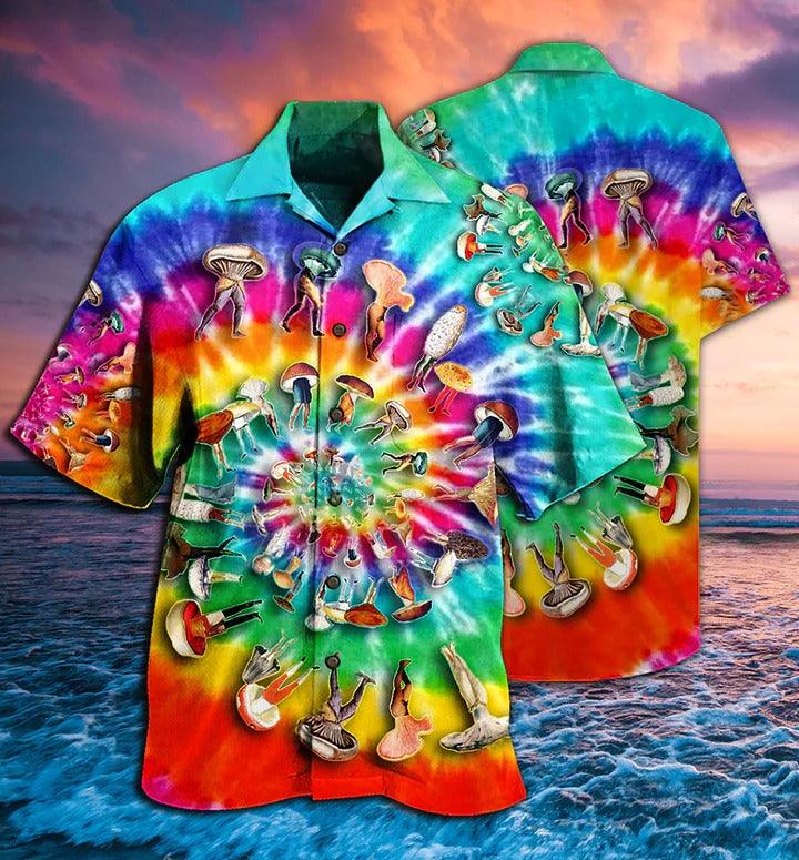 Hippie Aloha Hawaiian Shirt - Hippie Mushroom Peace Life A Little Hippie Hawaiian Shirt For Summer - Perfect Gift For Friend, Family - Amzanimalsgift