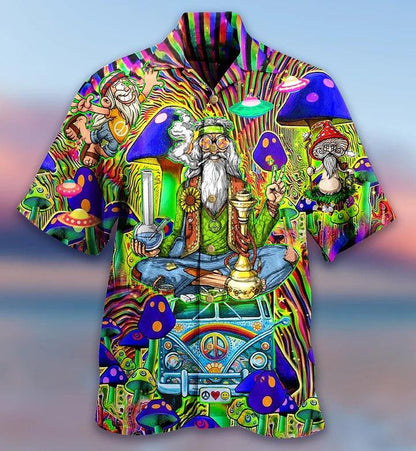 Hippie Aloha Hawaiian Shirt - Hippie Mushroom Peace The Colorful Of Life Hawaiian Shirt For Summer - Perfect Gift For Friend, Family - Amzanimalsgift