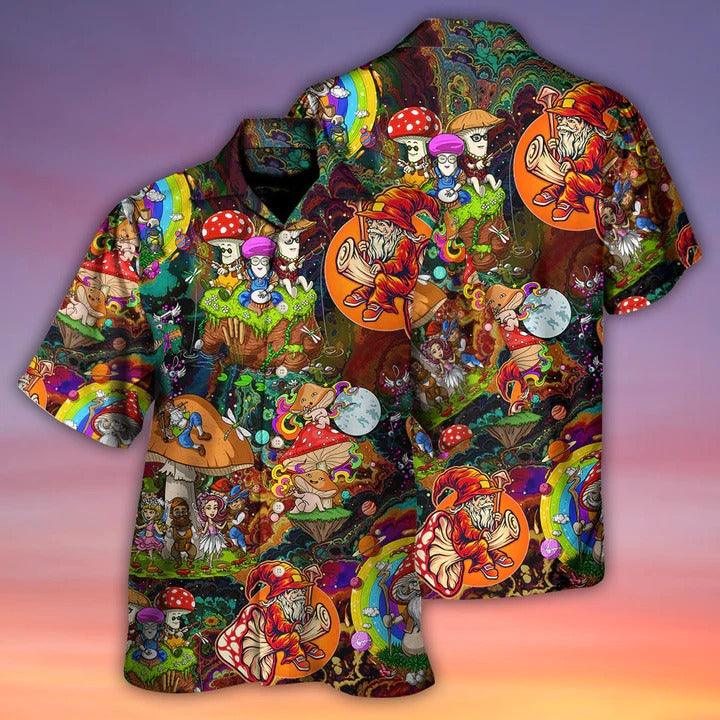 Hippie Aloha Hawaiian Shirt - Hippie Mushroom Trippy Colorful Lover Hawaiian Shirt For Summer - Perfect Gift For Friend, Family - Amzanimalsgift