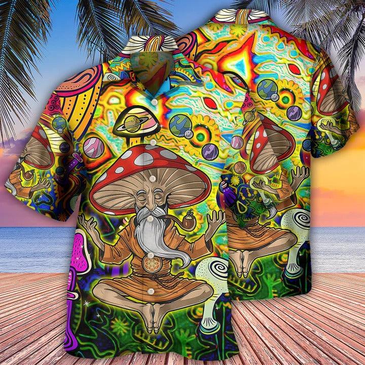 Hippie Aloha Hawaiian Shirt - Hippie Mushroom Witch Colorful Hawaiian Shirt For Summer - Perfect Gift For Friend, Family - Amzanimalsgift
