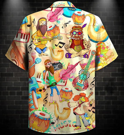 Hippie Aloha Hawaiian Shirt - Hippie Music Funny Style Hawaiian Shirt For Summer - Perfect Gift For Friend, Family - Amzanimalsgift