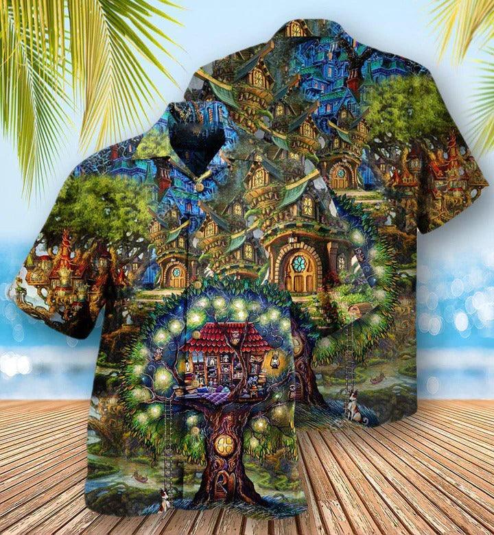 Hippie Aloha Hawaiian Shirt - Hippie My Mysterious Dream Treehouse Hawaiian Shirt For Summer - Perfect Gift For Friend, Family - Amzanimalsgift