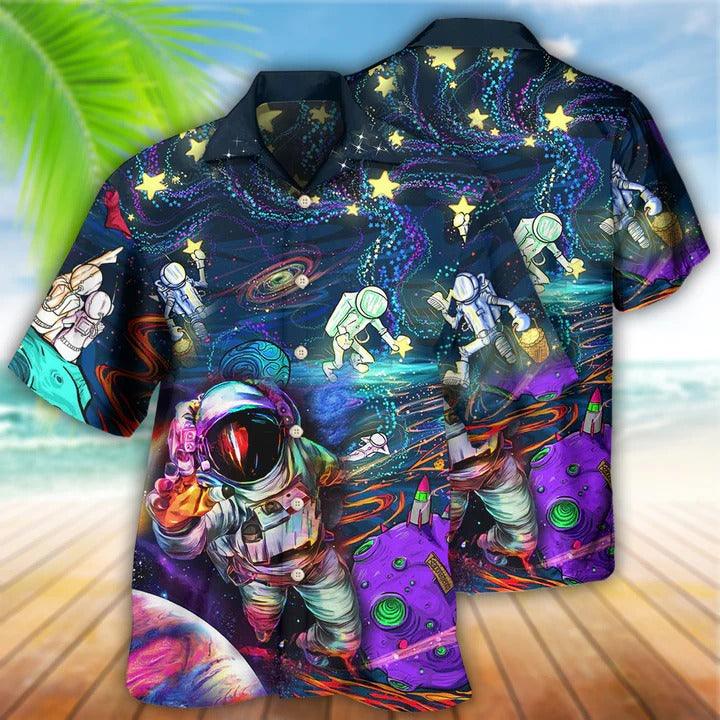 Hippie Aloha Hawaiian Shirt - Hippie Peace Life In To The Galaxy Sky Hawaiian Shirt For Summer - Perfect Gift For Friend, Family - Amzanimalsgift