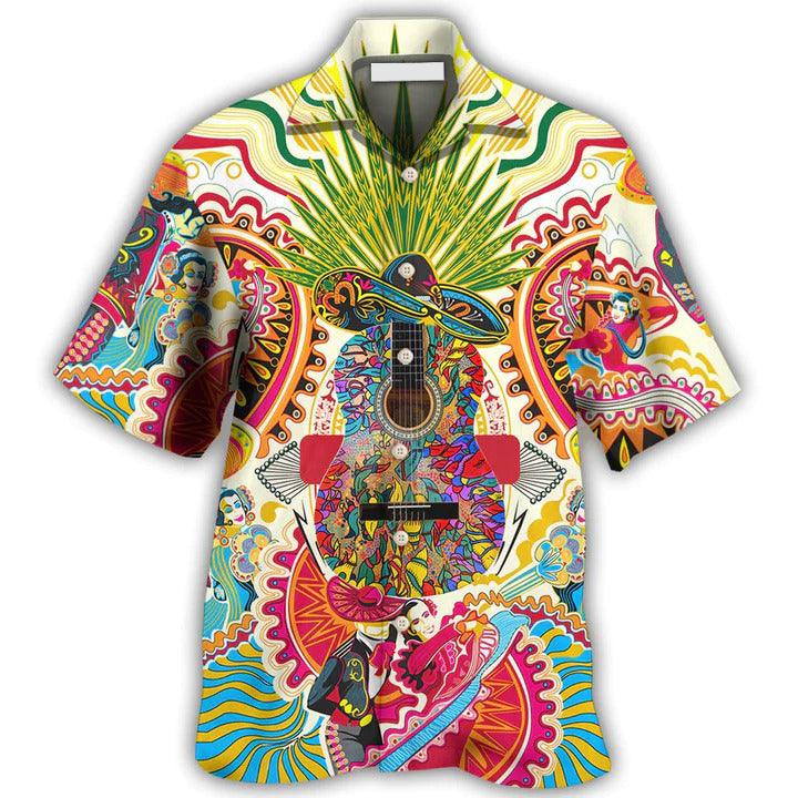 Hippie Aloha Hawaiian Shirt - Hippie Peace Life Love Guitar Hawaiian Shirt For Summer - Perfect Gift For Friend, Family - Amzanimalsgift