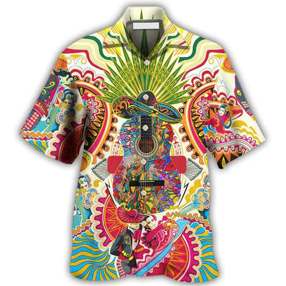 Hippie Aloha Hawaiian Shirt - Hippie Peace Life Love Guitar Hawaiian Shirt For Summer - Perfect Gift For Friend, Family - Amzanimalsgift