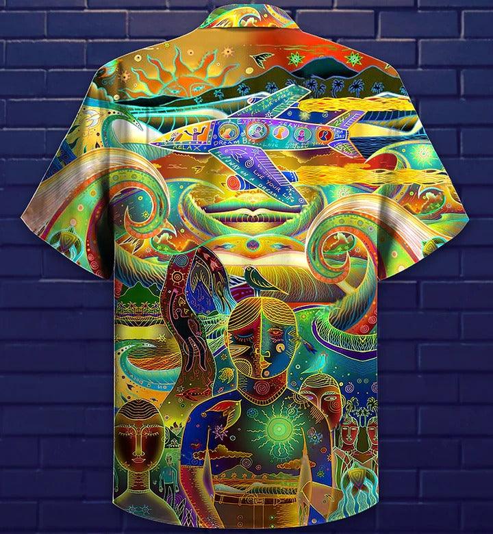 Hippie Aloha Hawaiian Shirt - Hippie Peace Life Neon Color Amazing Hawaiian Shirt For Summer - Perfect Gift For Friend, Family - Amzanimalsgift