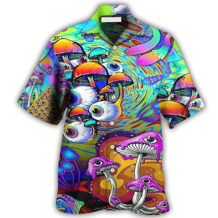 Hippie Aloha Hawaiian Shirt - Hippie Peace Life Style Mushroom Hawaiian Shirt For Summer - Perfect Gift For Friend, Family - Amzanimalsgift