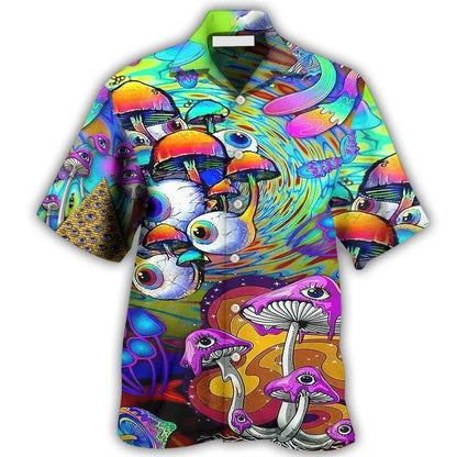 Hippie Aloha Hawaiian Shirt - Hippie Peace Life Style Mushroom Hawaiian Shirt For Summer - Perfect Gift For Friend, Family - Amzanimalsgift