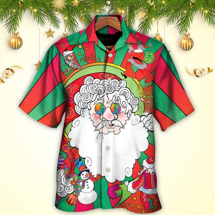 Hippie Aloha Hawaiian Shirt - Hippie Santa Fantasy World Unreal Hawaiian Shirt For Summer - Perfect Gift For Friend, Family - Amzanimalsgift