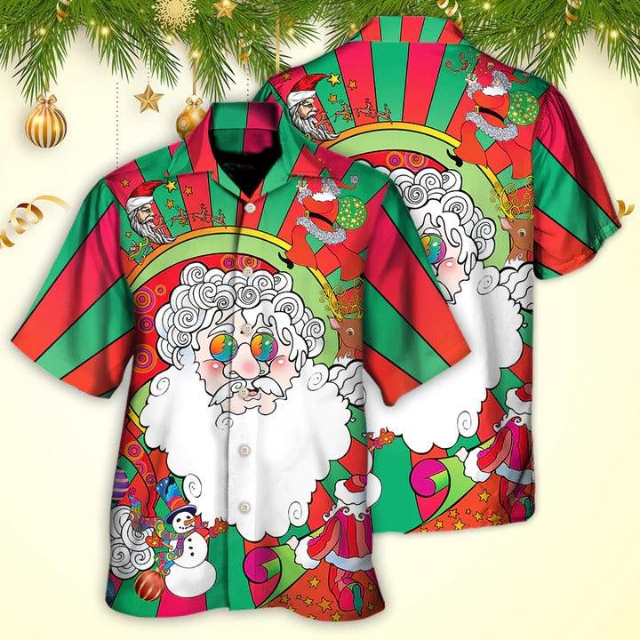 Hippie Aloha Hawaiian Shirt - Hippie Santa Fantasy World Unreal Hawaiian Shirt For Summer - Perfect Gift For Friend, Family - Amzanimalsgift