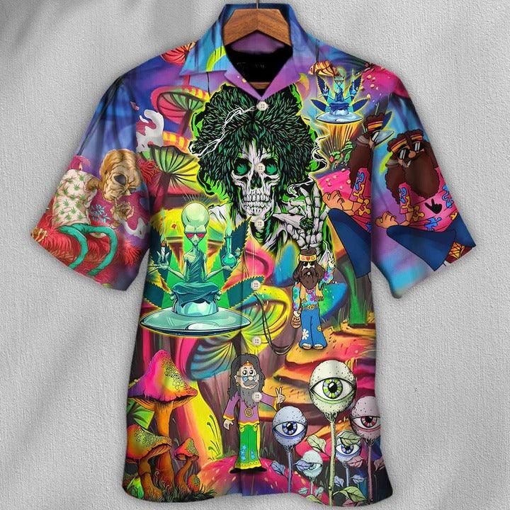 Hippie Aloha Hawaiian Shirt - Hippie Skull Cool Life Hawaiian Shirt For Summer - Perfect Gift For Friend, Family - Amzanimalsgift