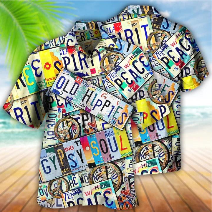Hippie Aloha Hawaiian Shirt - Hippie Spirit Peace Old Style Hawaiian Shirt For Summer - Perfect Gift For Friend, Family - Amzanimalsgift