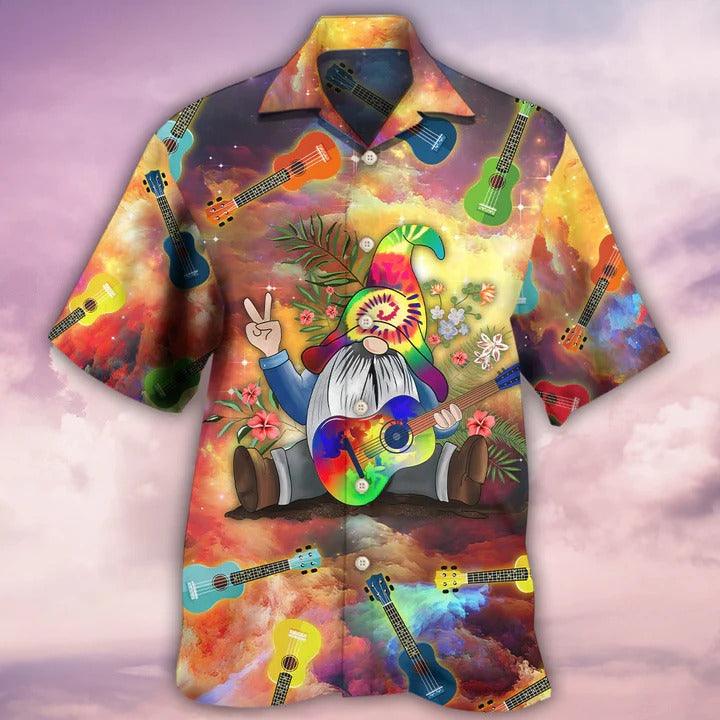 Hippie Aloha Hawaiian Shirt - Hippie Ukulele Hippie Let It Be Hawaiian Shirt For Summer - Perfect Gift For Friend, Family - Amzanimalsgift