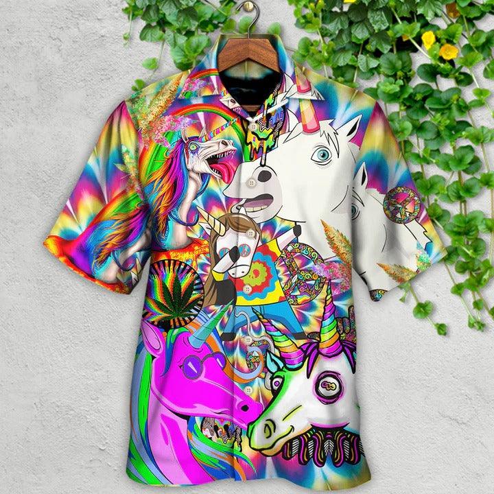 Hippie Aloha Hawaiian Shirt - Hippie Unicorn Dream For Wonderland Hawaiian Shirt For Summer - Perfect Gift For Friend, Family - Amzanimalsgift