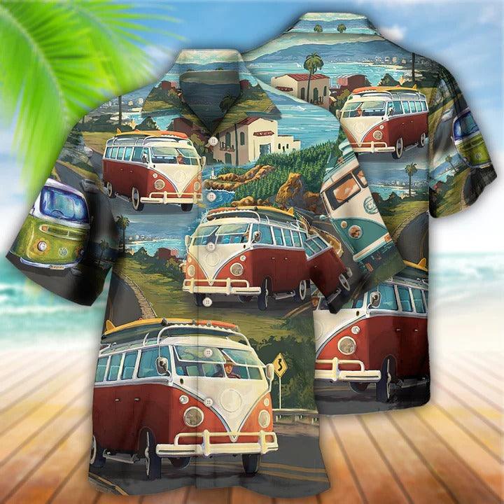 Hippie Aloha Hawaiian Shirt - Hippie Van Life Style Love Beach Hawaiian Shirt For Summer - Perfect Gift For Friend, Family - Amzanimalsgift