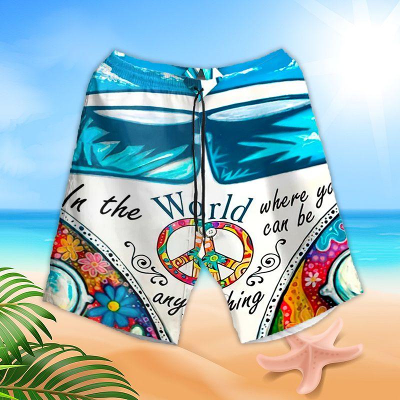 Hippie Aloha Hawaiian Shirts For Summer, Hippie Bus In The World Where You Can Be Anything Hawaiian Set For Men Women, Gift For Friend, Hippie Lovers - Amzanimalsgift